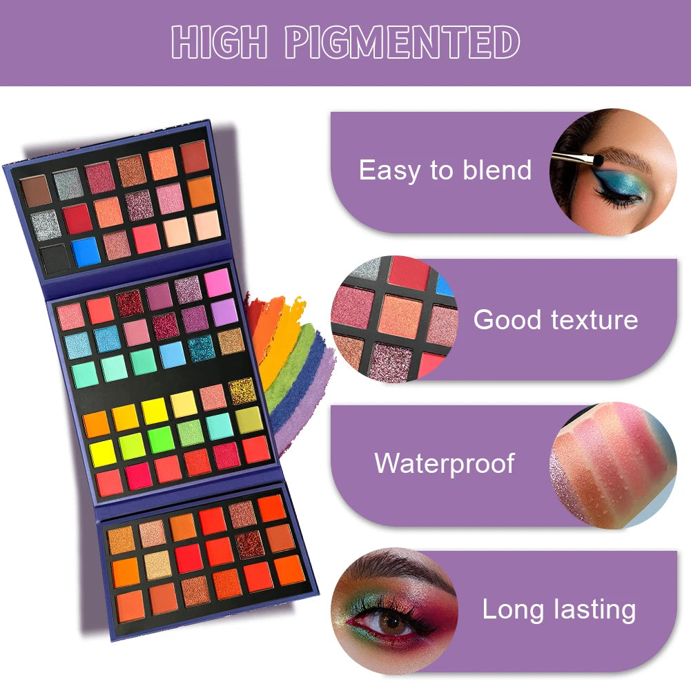 VERONNI 72-Color Matte & Glitter Eyeshadow Palette – Waterproof Eyeshadow Palette QXL