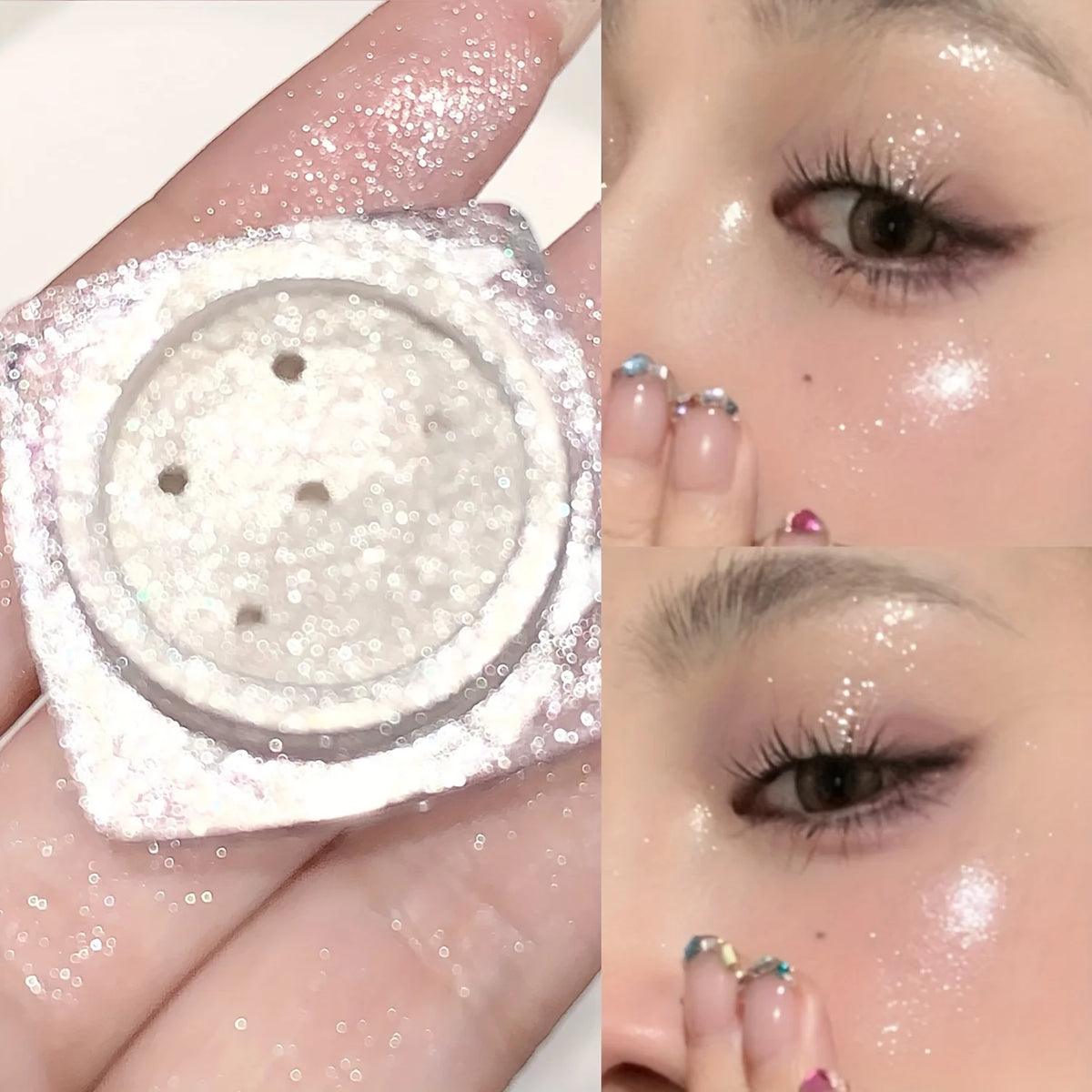 Glitter Face Highlighter Powder – Shimmer Sequins Makeup Face Highlighter Powder QXL