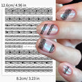 3D Lace & Pearl Nail Art Stickers | Black & White Decals Nail Art Stickers QXL Black