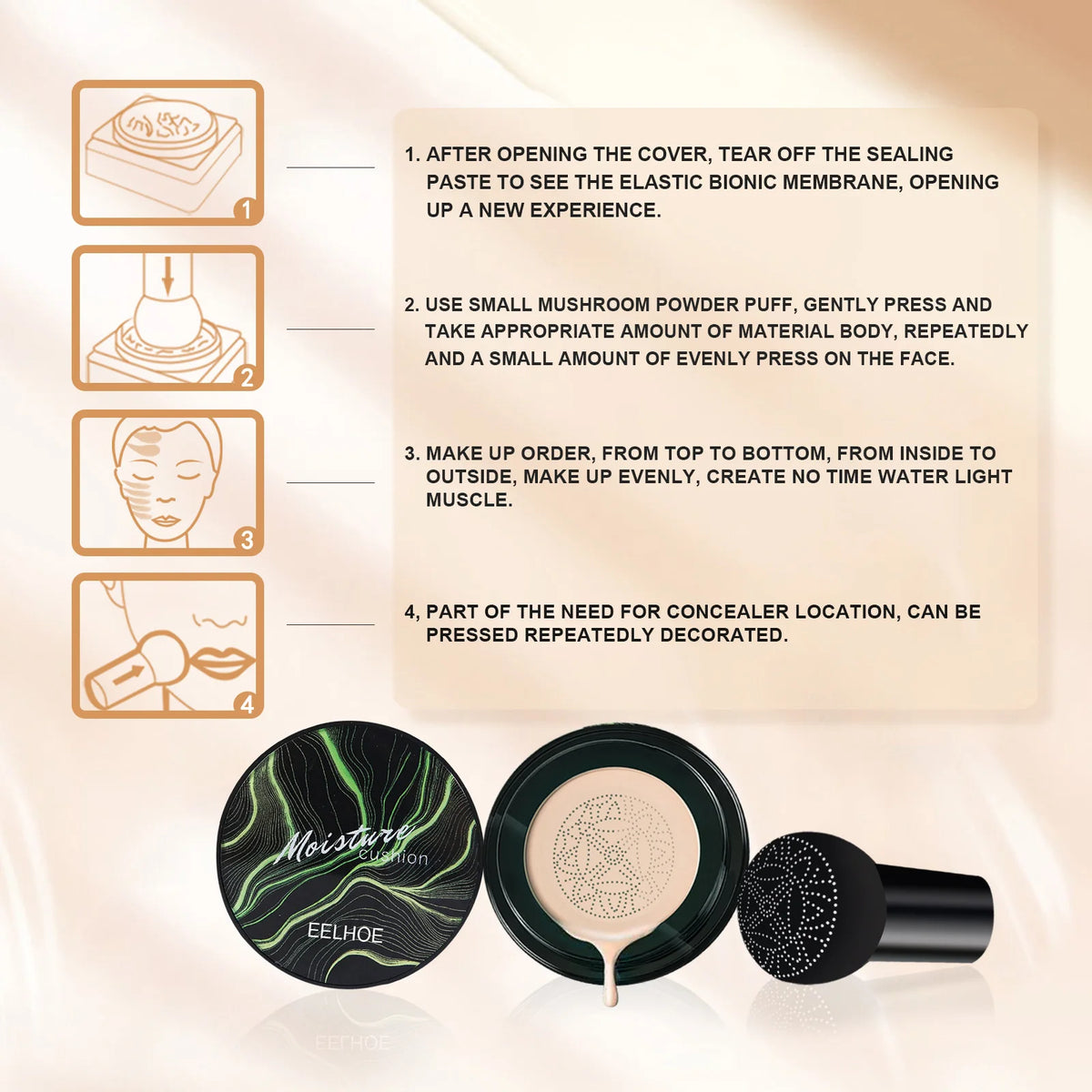 Eelhoe Mushroom Head Air Cushion BB Cream Foundation Concealer Air Cushion Foundation QXL