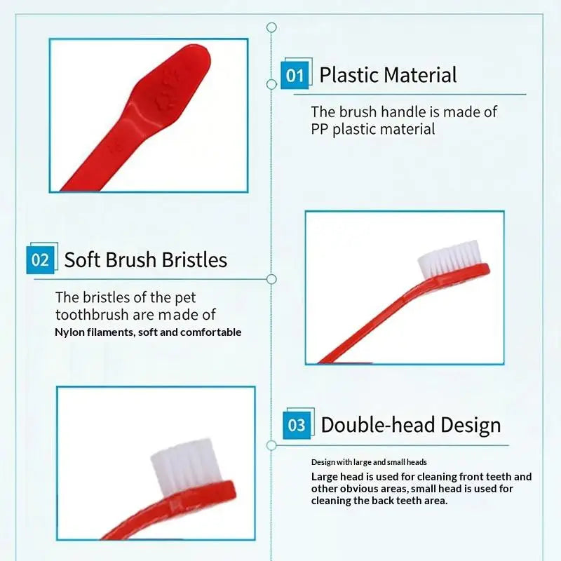 Dog & Cat Toothbrush | Deep Clean Pet Dental Care Tool Pet Toothbrush QXL