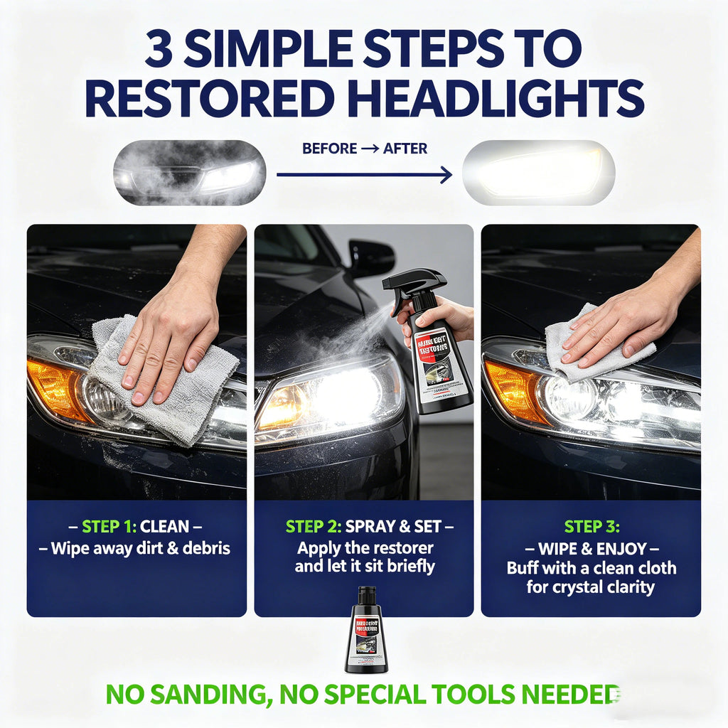 Headlight Restorer Spray – Clear Cloudy & Yellowed Lenses Headlight Restorer Spray QXL