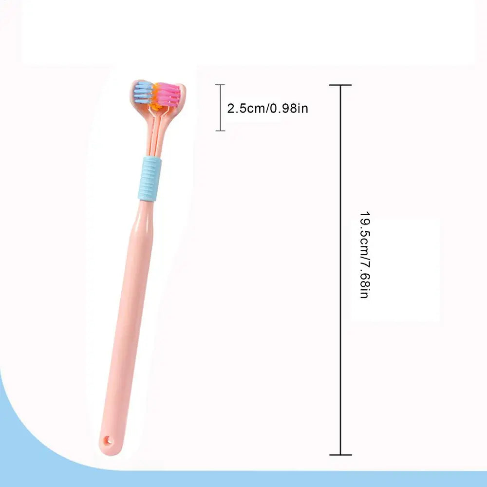 3-Sided Soft Bristle Toothbrush with Tongue Scraper Manual Toothbrush QXL Pink