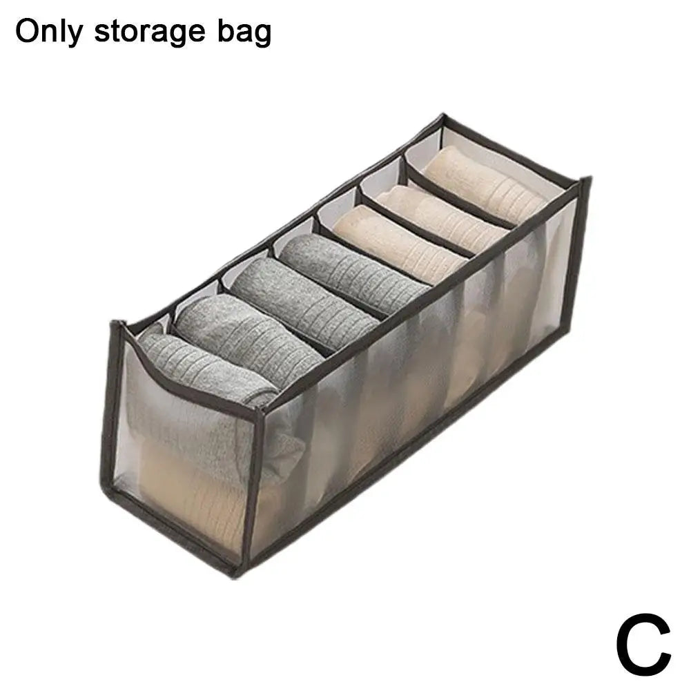 7-Compartment Mesh Underwear Drawer Organizer Bag Drawer Organizer Bag QXL C