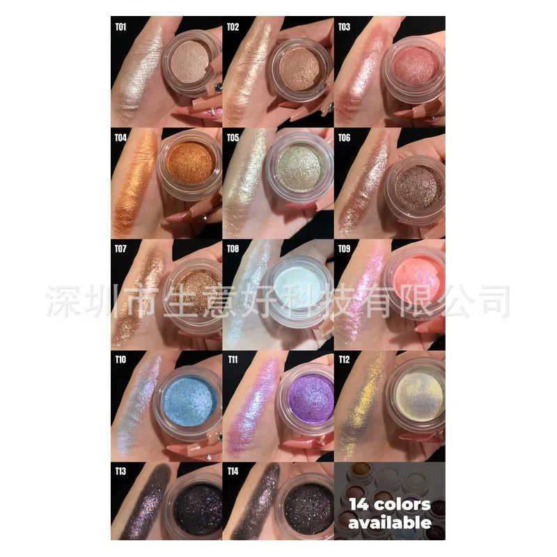 Metallic Creamy Single Eyeshadow | Diamond Shimmer 14 Shades Metallic Eyeshadow QXL