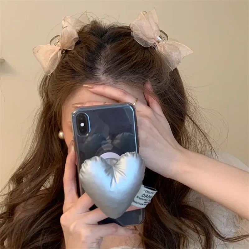 Lace Mesh Bow Hair Claw Clip | Korean Bowknot Style Hair Claw Clip QXL