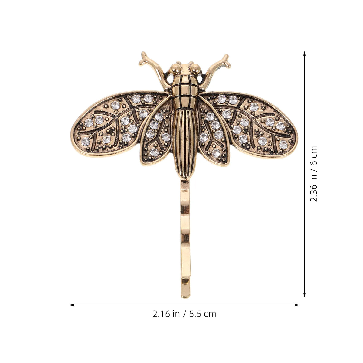 2-Pack Vintage Dragonfly Rhinestone Hair Clips | Gold Barrettes Rhinestone Hair Clips QXL