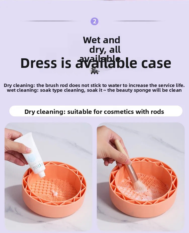 Silicone Makeup Brush Cleaning Bowl & Drying Shelf Set Brush Cleaning Set QXL