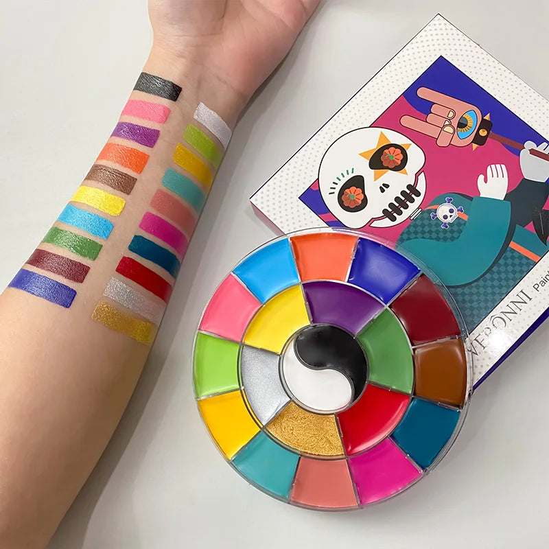 20-Color Face & Body Paint Palette | Halloween & Cosplay Makeup Face & Body Paint QXL