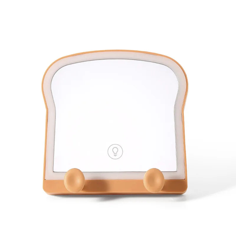 Toaster-Shaped LED Makeup Mirror | Foldable Rechargeable LED Makeup Mirror QXL Brown