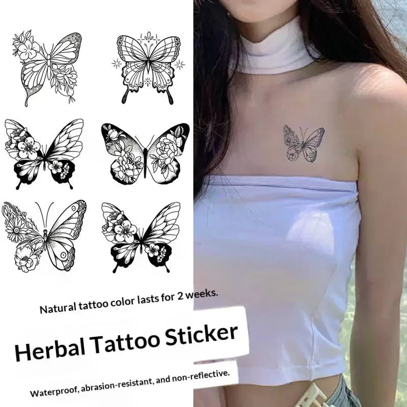 3D Butterfly Temporary Tattoo Stickers | Herbal Body Art 6-Pack Temporary Tattoo Stickers QXL
