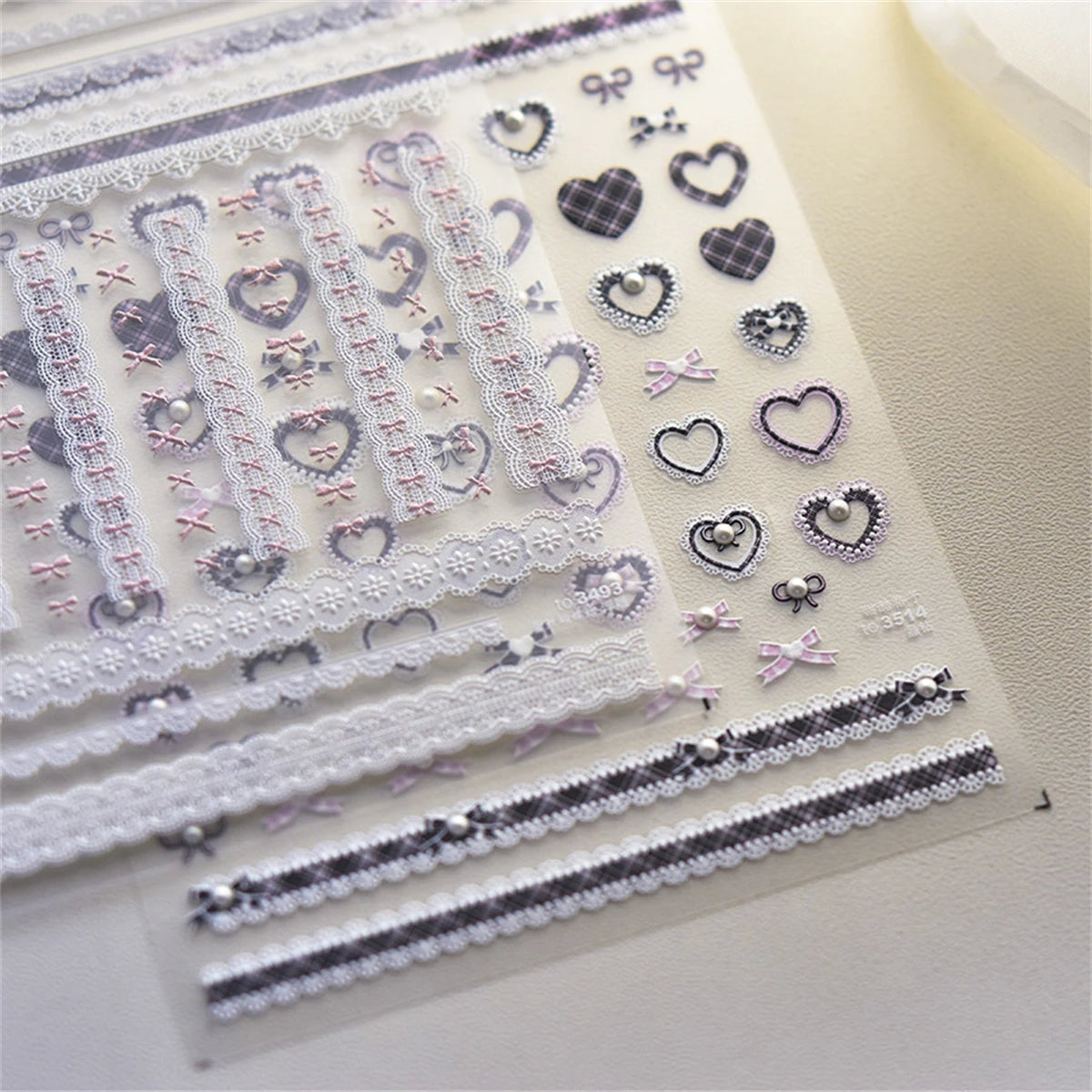 5D Kawaii Lace Nail Art Stickers | Japanese DIY Decals Nail Art Stickers QXL