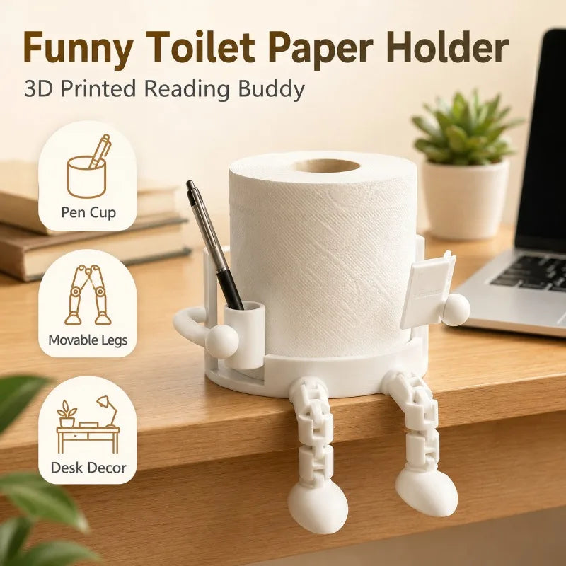 3D Printed Reading Buddy Toilet Paper Holder & Pen Cup Novelty Toilet Paper Holder QXL