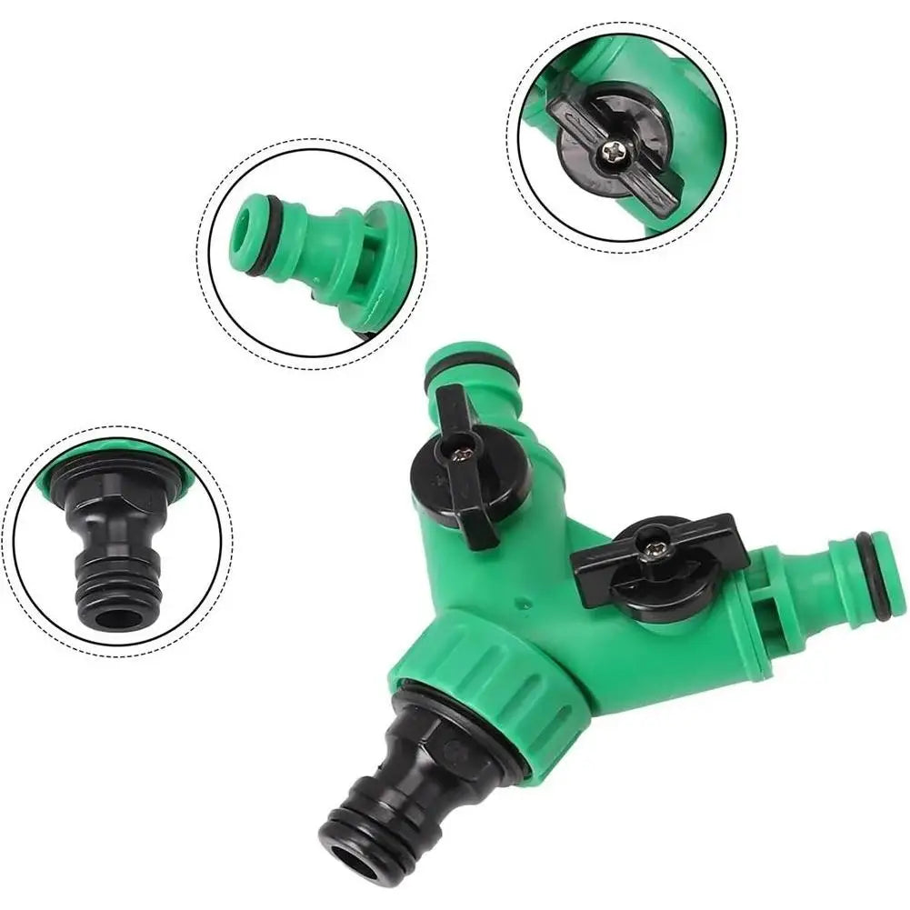 Y-Shape 2-Way Garden Hose Splitter | Dual Valve Connector Garden Hose Splitter QXL