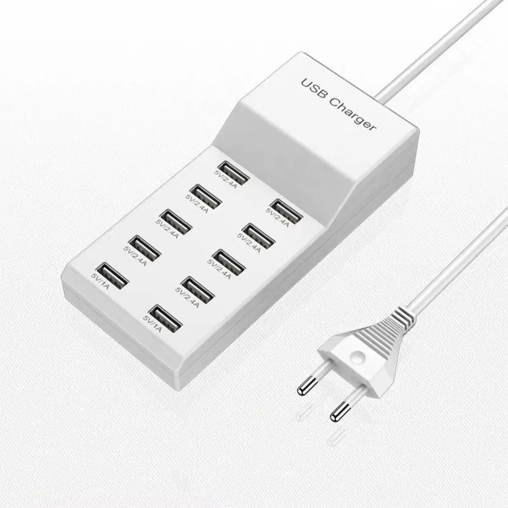 10-Port USB Wall Charger Hub | LCD Display | EU US UK Plug USB Charging Hub QXL 10USB EU Plug