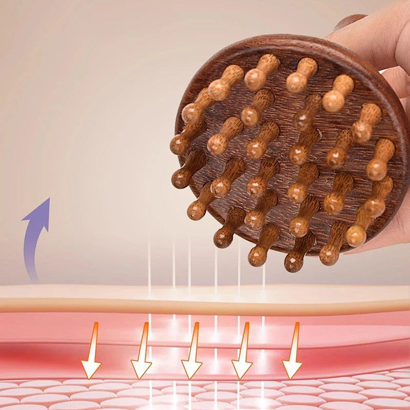 Sandalwood Gua Sha Massage Brush | Full Body Meridian Tool Gua Sha Massage Brush QXL
