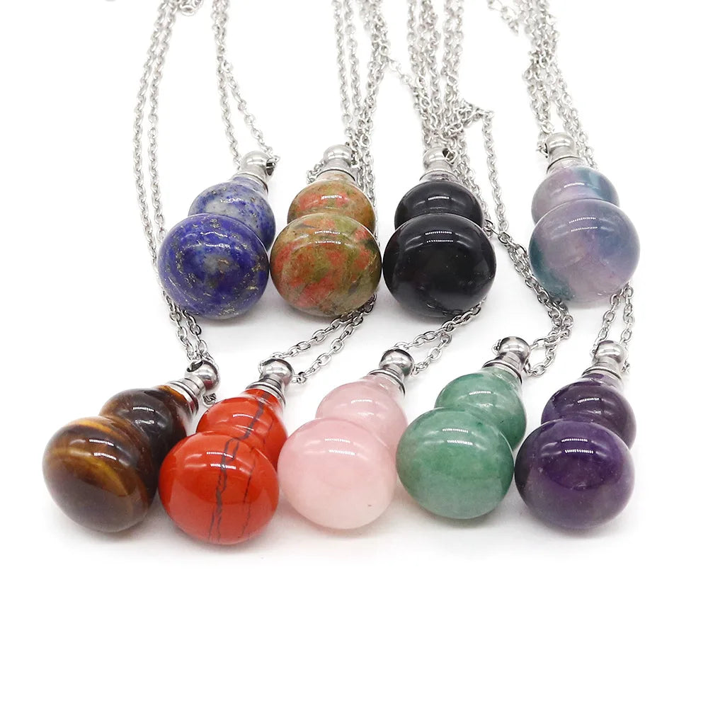 Crystal Gourd Aromatherapy Necklace | Refillable Essential Oil Aromatherapy Pendant Necklace QXL