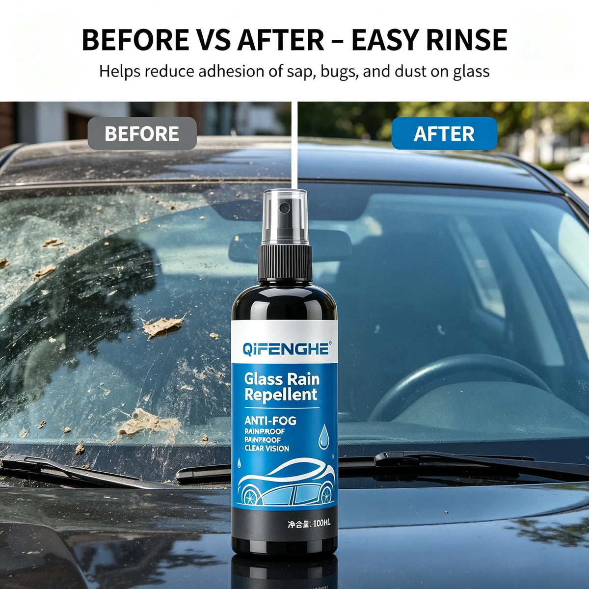 Nano Windshield Rain Repellent & Anti-Fog Spray 100ml Glass Coating Spray QXL