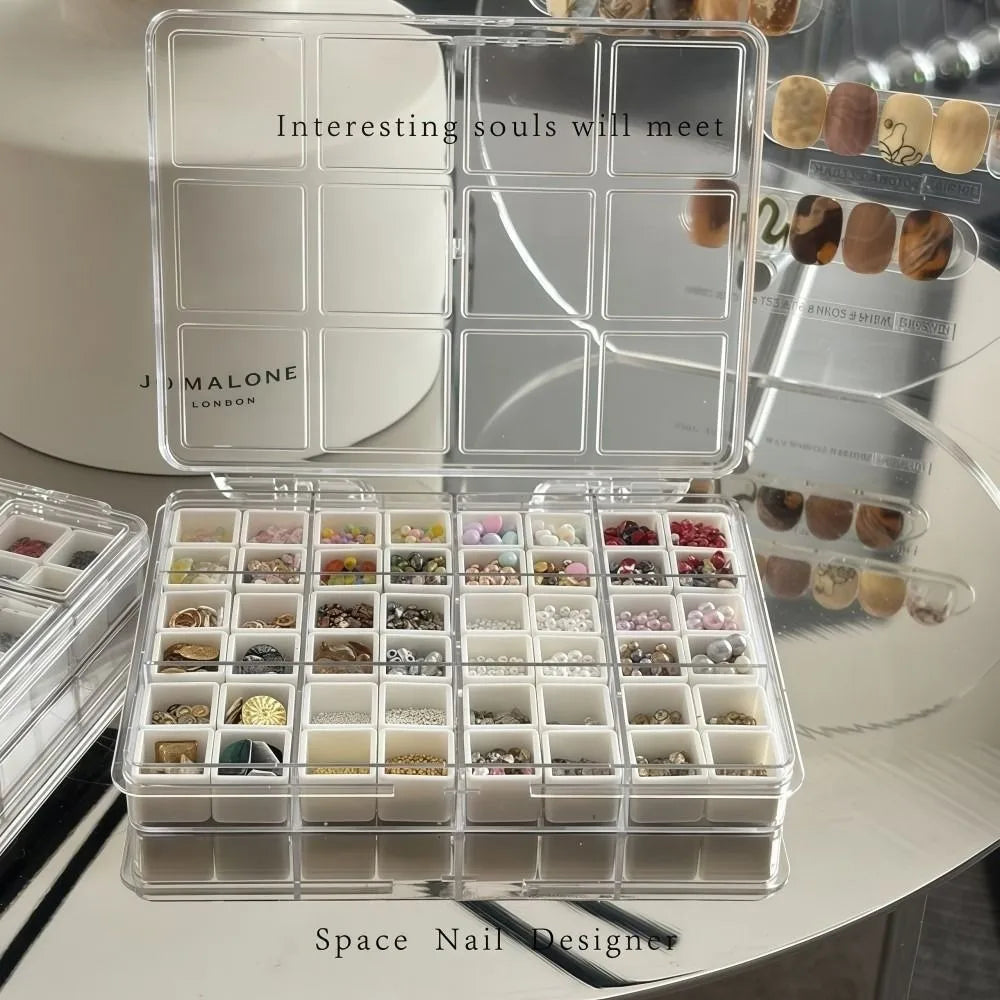 36-Grid Transparent Nail Art Storage Box | Candy Color Organizer Nail Art Organizer QXL
