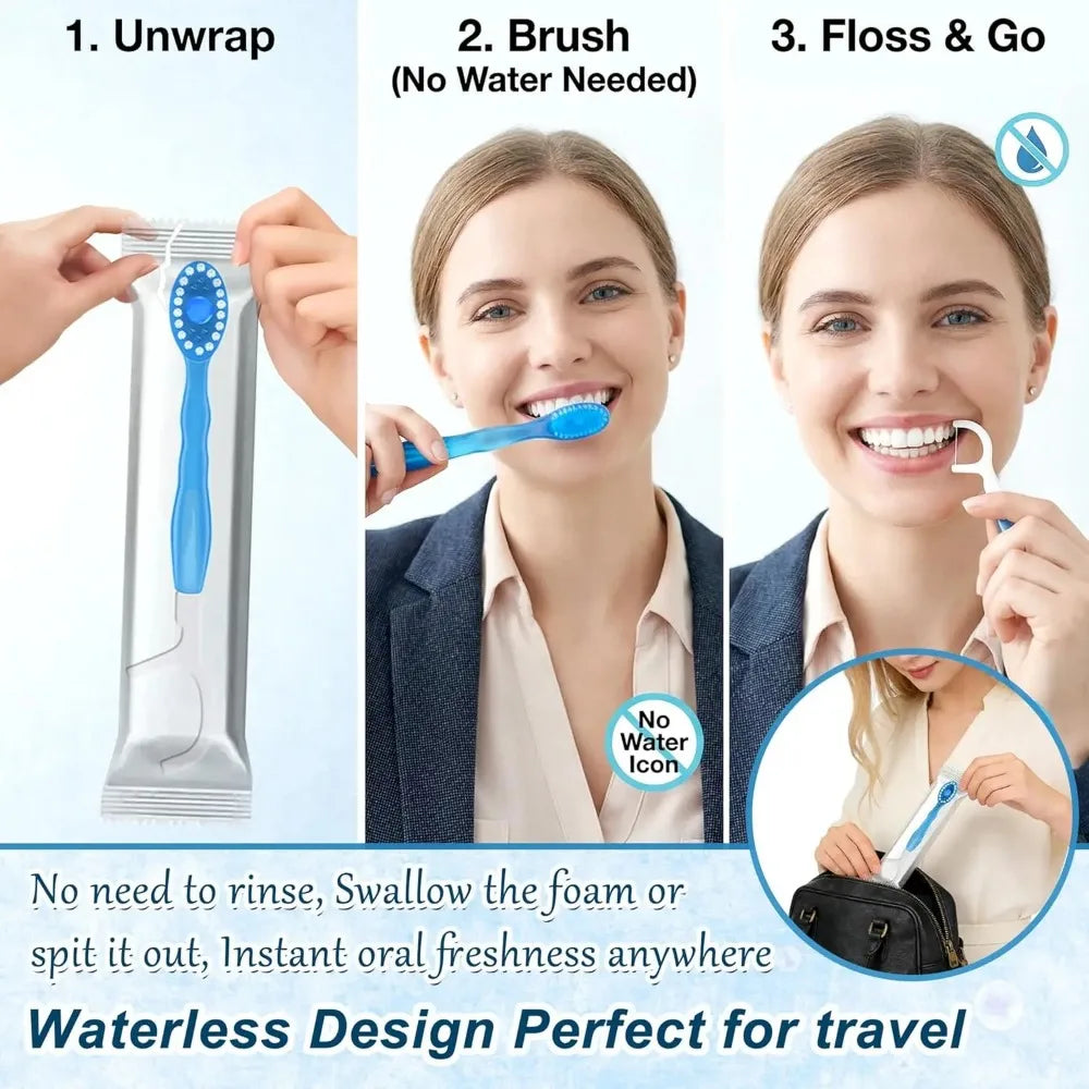 10-Pack Disposable Travel Toothbrush Set with Floss – 4 Flavors Disposable Travel Toothbrush QXL