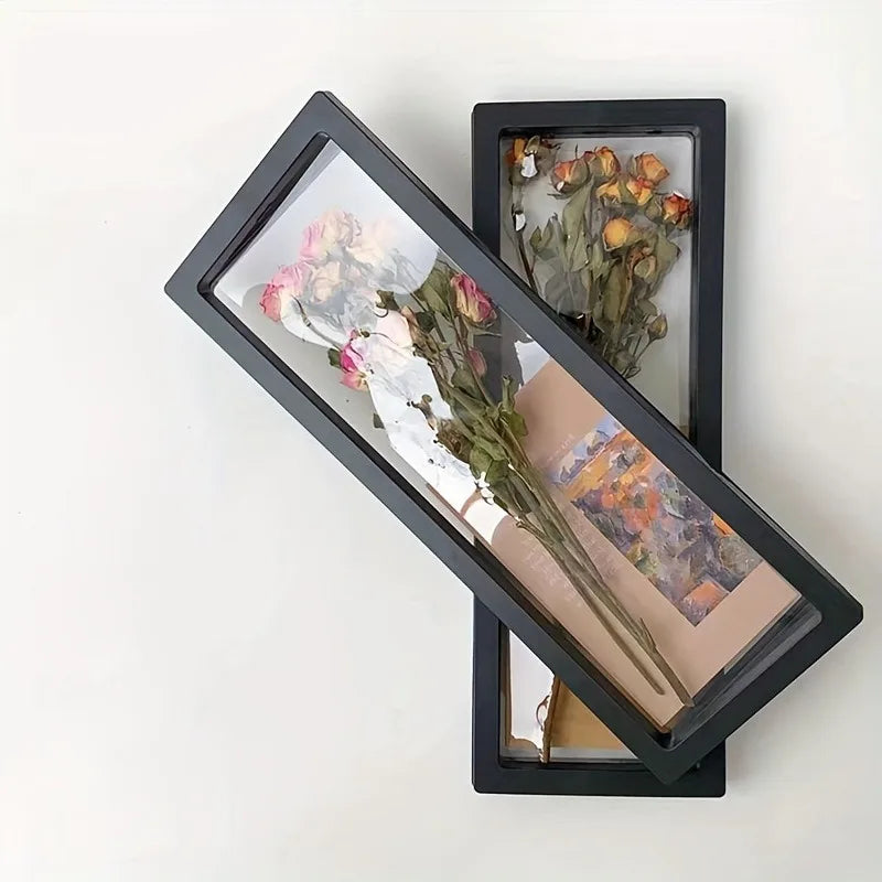 Transparent Flower Shadow Box Frame & Black Display Stand Flower Shadow Box QXL