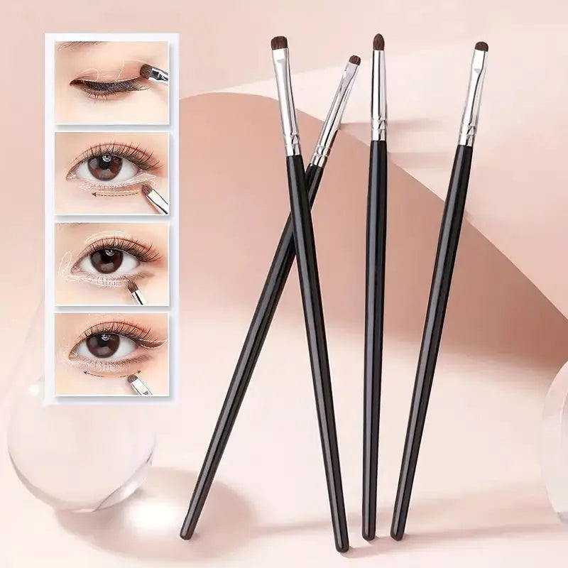 4-Piece Eye Smudge Brush Set | Eyeshadow & Eyeliner Blending Eye Makeup Brush Set QXL