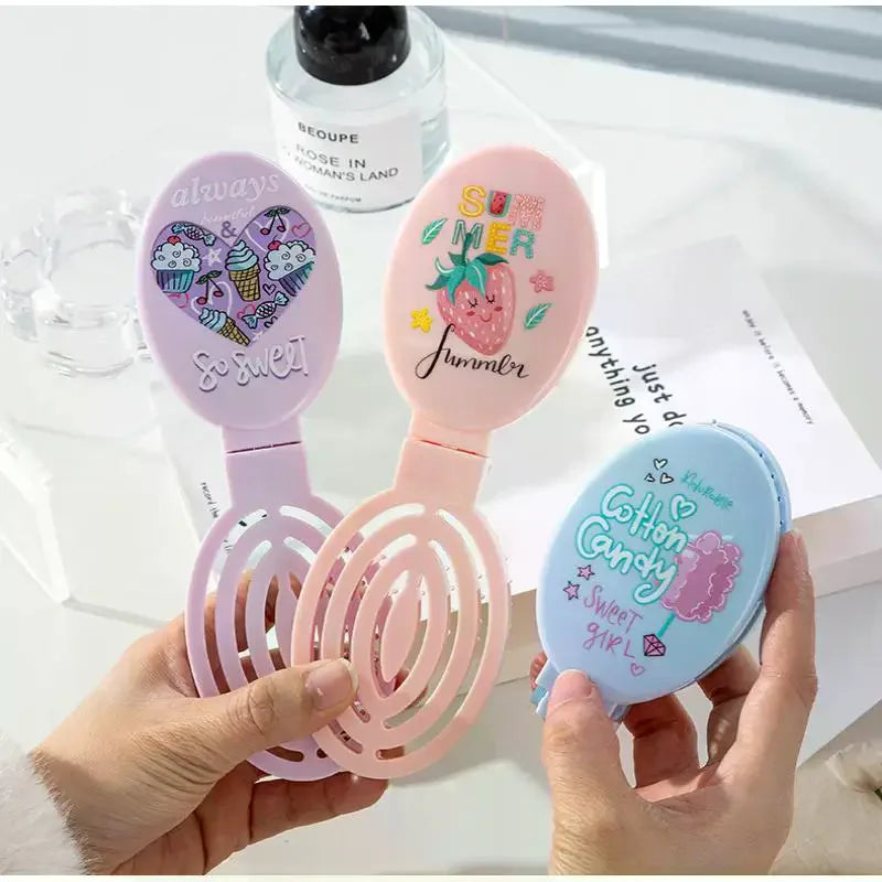 2-in-1 Folding Hair Comb with Mirror | Travel Pocket Comb Folding Hair Comb QXL