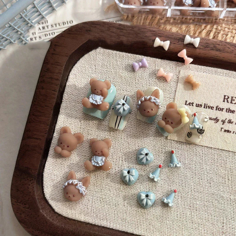 3D Bear & Bow Nail Art Charms – 10-Pack DIY Manicure Nail Art Charms QXL