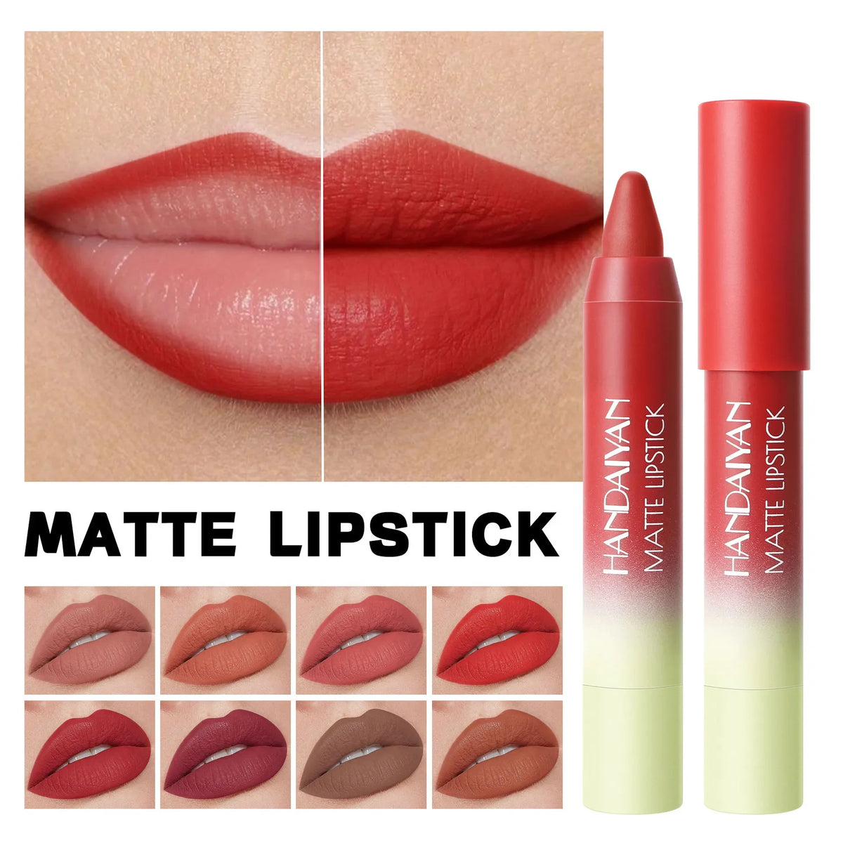 Handaiyan Matte Velvet Lip Crayon – 8 Colors Waterproof Liner Matte Lip Crayon QXL