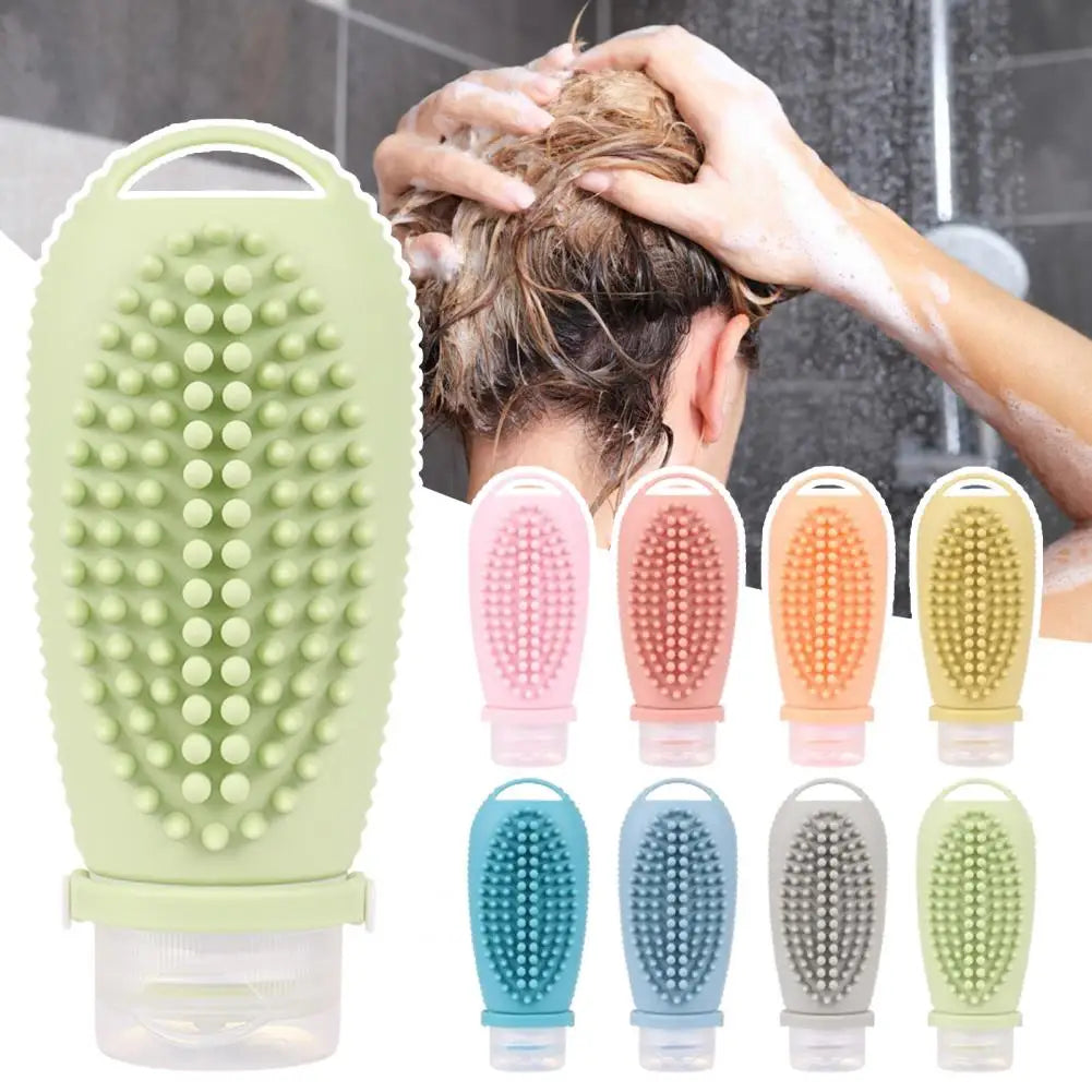 Silicone Squeeze Bottle & Scalp Massager Brush Set 100ml Travel Bottle Set QXL