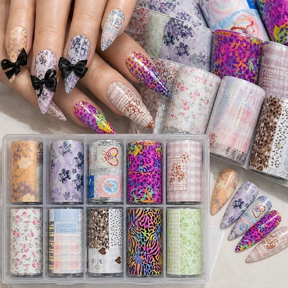 Nail Foil Stickers – Flower, Leopard & Stripe Decals Nail Foil Stickers QXL
