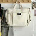 Large Canvas Tote Bag | Shoulder & Crossbody Laptop Bag Canvas Tote Bag QXL WHITE
