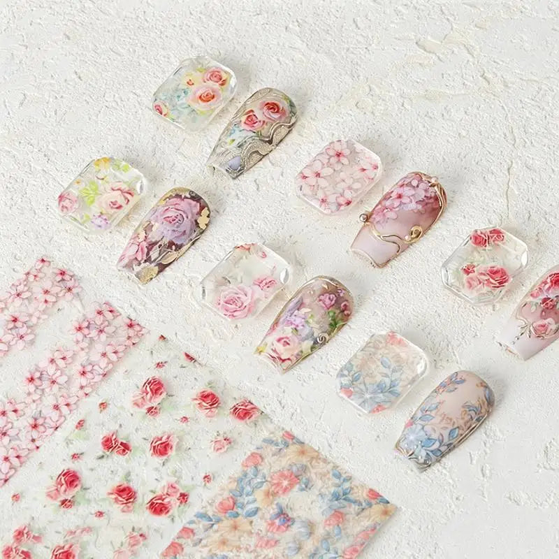 Flower Rose Nail Transfer Foil Stickers 100cm | DIY Manicure Nail Transfer Foil QXL