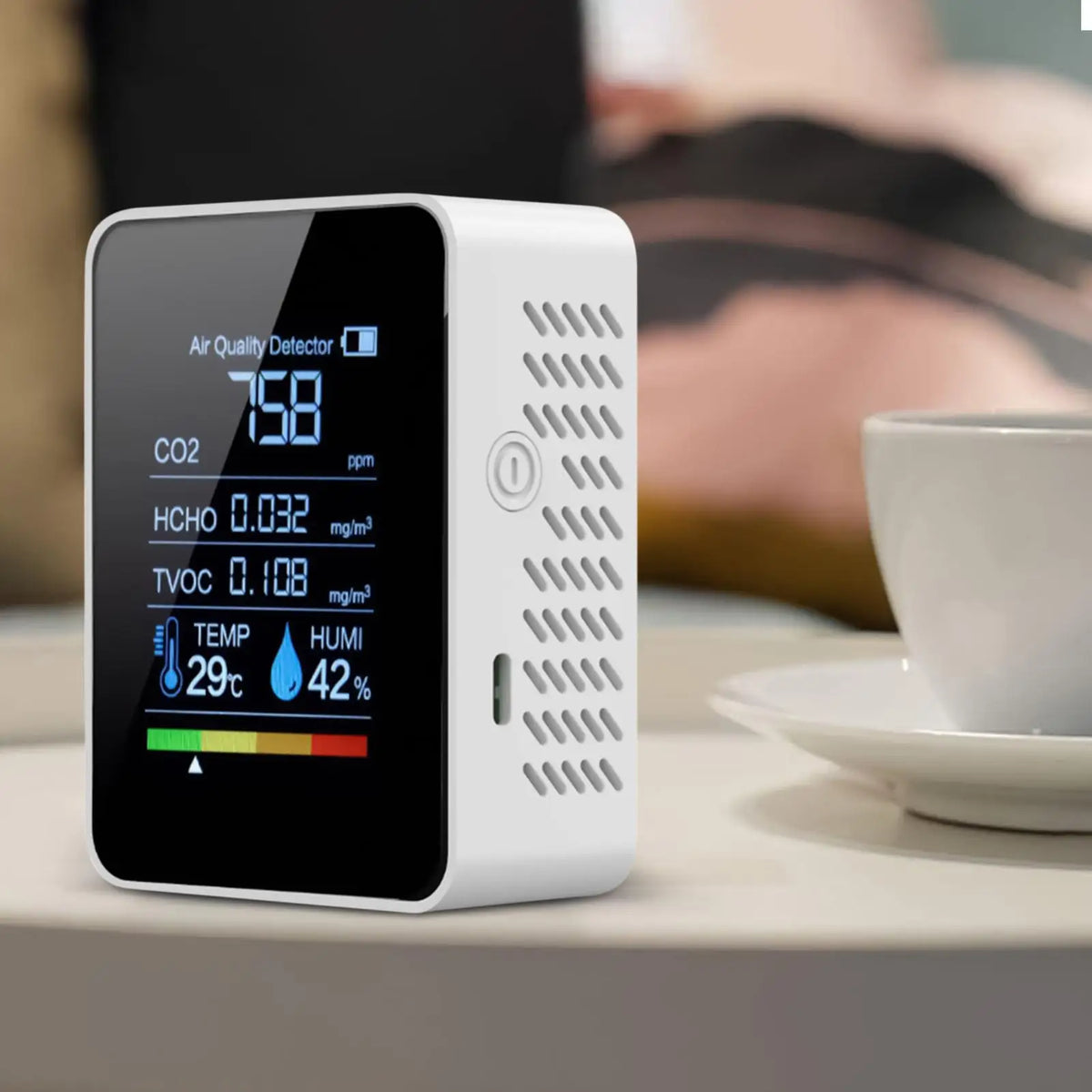 5-in-1 Digital Air Quality Monitor | CO2 TVOC HCHO Detector Air Quality Monitor QXL