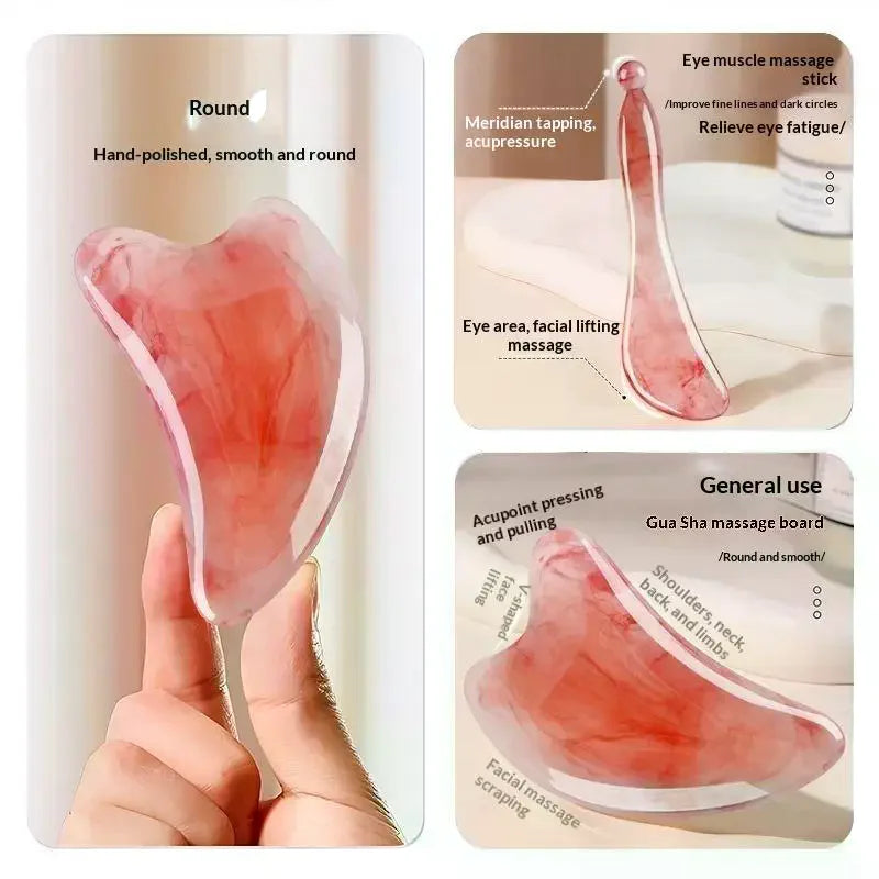 2-Pc Resin Gua Sha Board & Scraping Stick | Face Body Massager Gua Sha Massage Set QXL