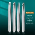 4-Pc Stainless Steel Precision Tweezers Set | Brow & Facial Precision Tweezers Set QXL Silver 4 Pcs