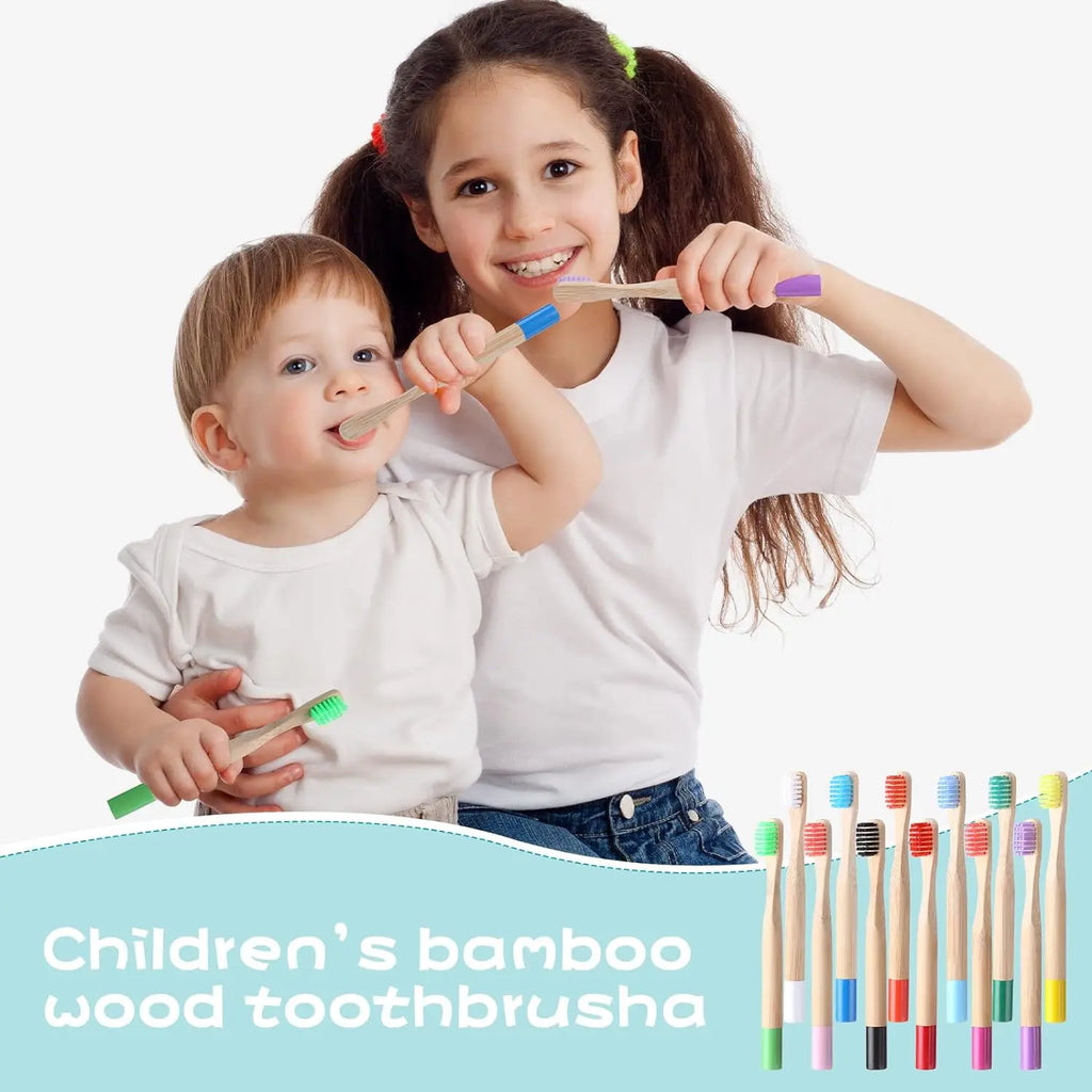10-Pack Bamboo Toothbrush | BPA-Free Eco-Friendly Kids & Adults Bamboo Toothbrush Set QXL