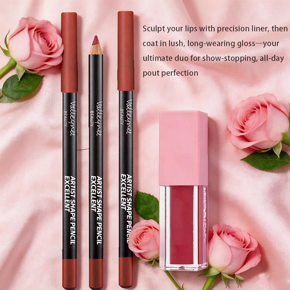 4-Piece Lip Set: 3 Precision Lip Liners + High-Shine Gloss Lip Liner & Gloss Set QXL