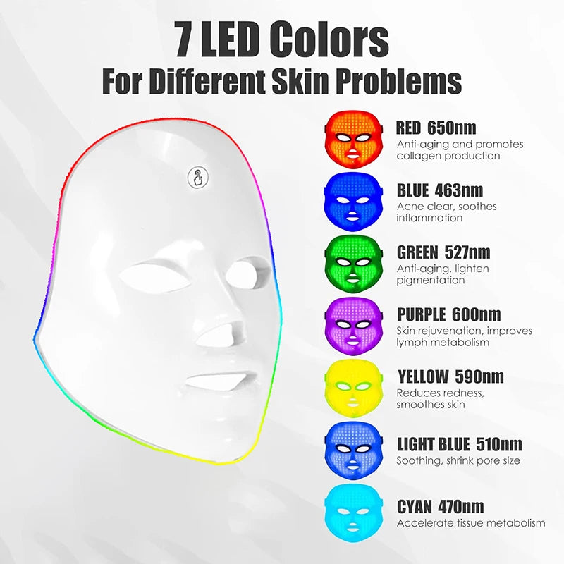 7-Color Photon LED Face Mask | Wireless Skin Rejuvenation LED Face Mask QXL
