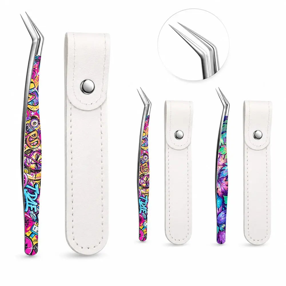 Curved Stainless Steel Eyelash Tweezers | Anti-Static Fine Tip Eyelash Tweezers QXL