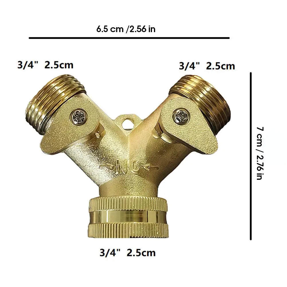 Y-Shape Garden Hose Splitter 3/4" | Dual Valve Zinc Alloy Garden Hose Splitter QXL