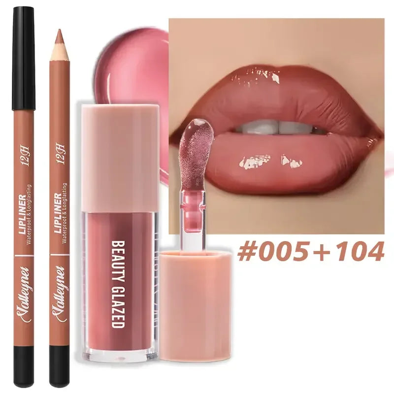 2-Pc Waterproof Matte Lip Liner & Glaze Set | Long-Lasting Lip Liner Set QXL set 5