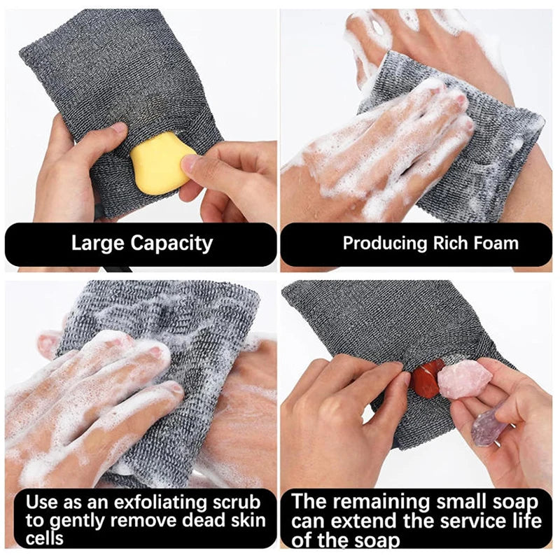 Nylon Mesh Soap Bag with Lanyard | Foaming Body Scrubber Pouch Mesh Soap Bag QXL