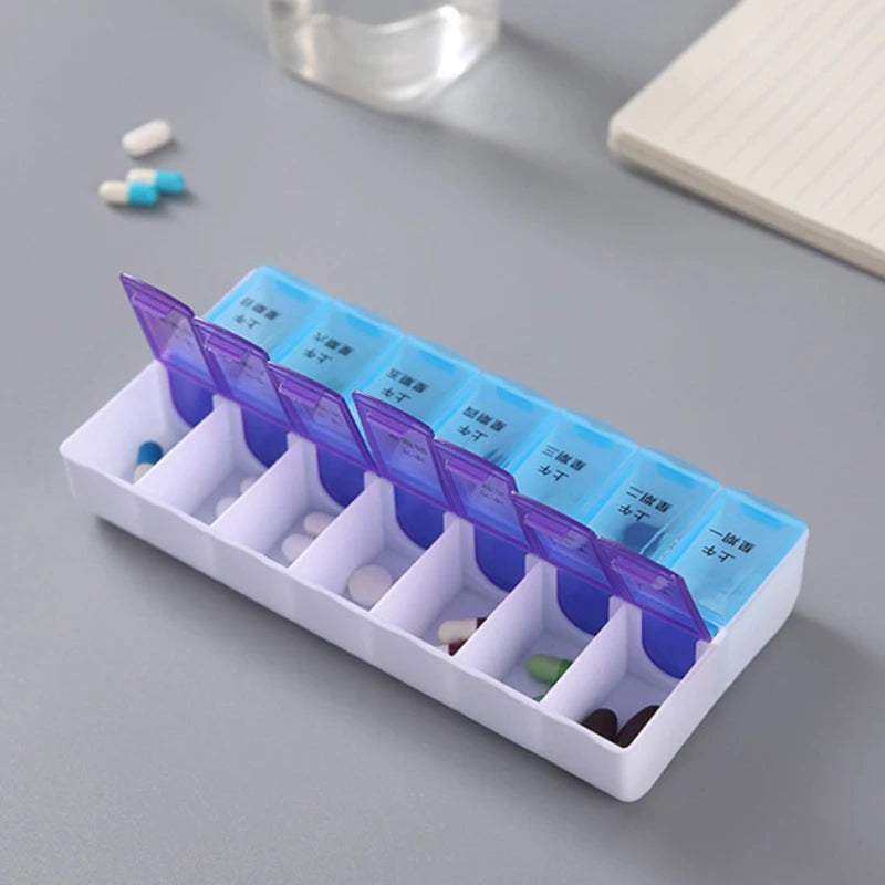 7-Day AM/PM Pill Organizer | Travel Medicine Storage Case Pill Organizer QXL