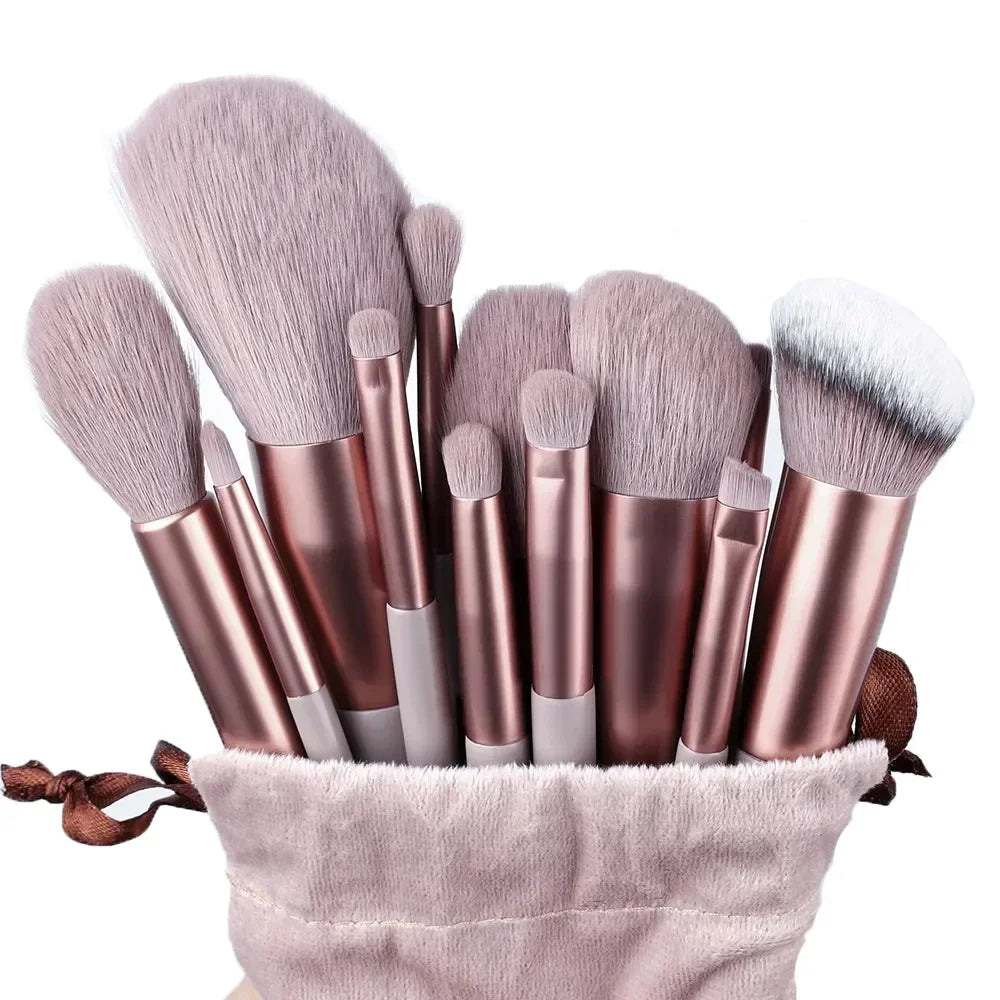 13-Pc Soft Fluffy Makeup Brush Set | Foundation & Eyeshadow Makeup Brush Set QXL