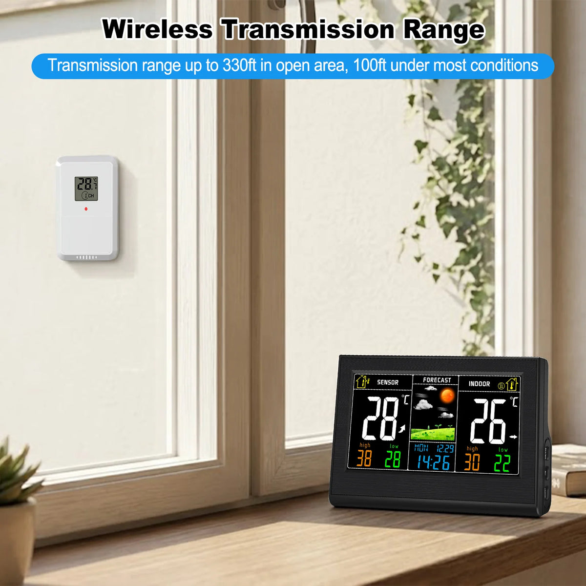 Wireless Color Weather Station | 8-Sensor Outdoor Thermometer Weather Station QXL