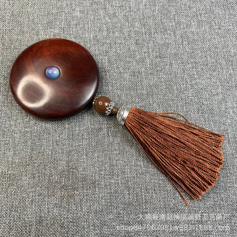 Sandalwood Pocket Mirror with Tassels | Retro Compact Gift Compact Pocket Mirror QXL Sandalwood Mirror