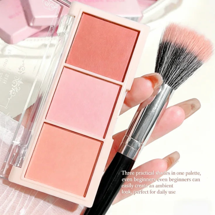 HISYI Three-Color Matte Blush | Natural Finish Rouge Powder Powder Blush QXL
