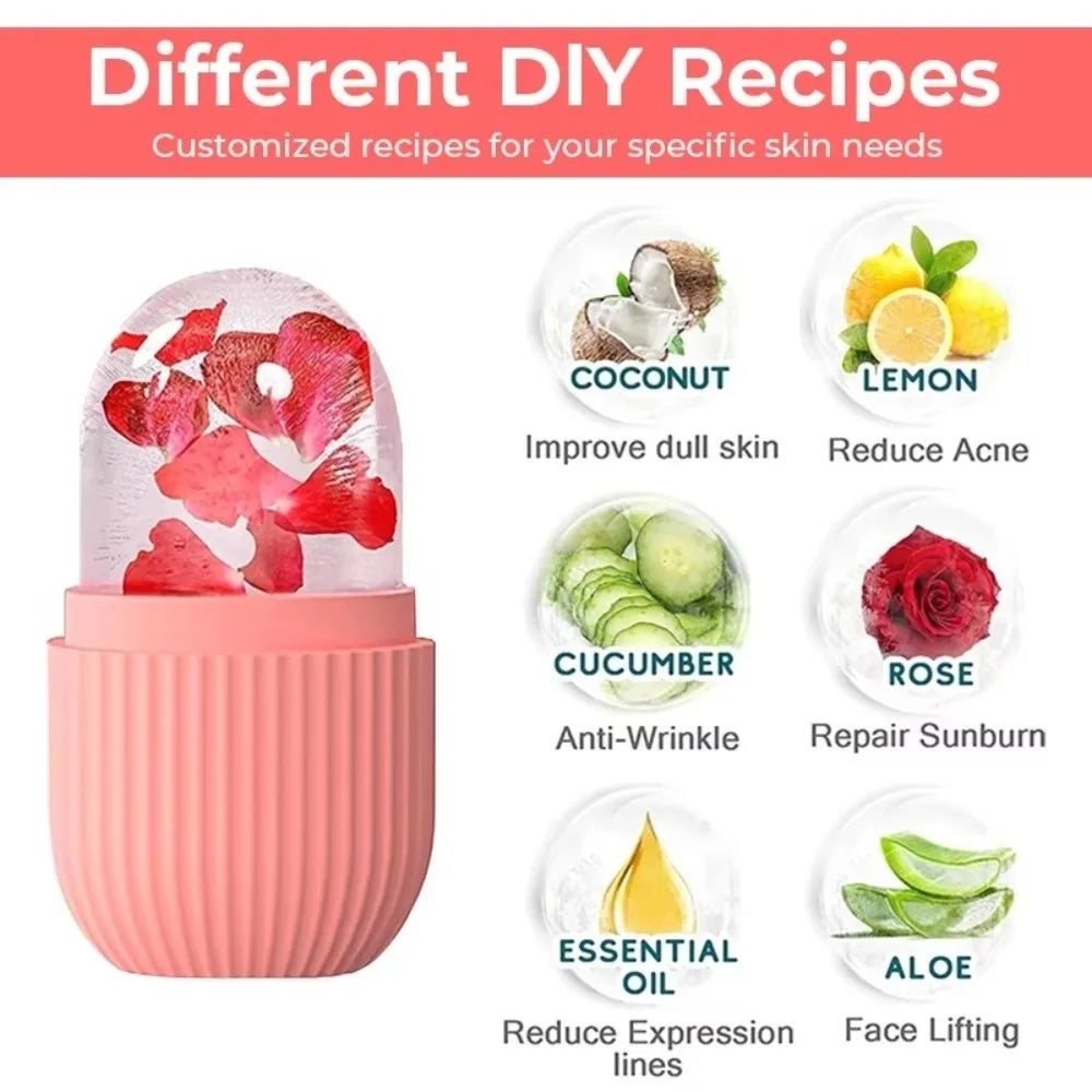 Silicone Facial Ice Cube Mold & Roller | De-Puffing Skin Care Facial Ice Roller QXL