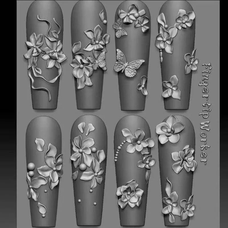 3D Silicone Nail Mold – Flower, Bow & Butterfly DIY Nail Art Silicone Nail Mold QXL